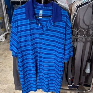 Vibrant Blue Striped Polo Shirt